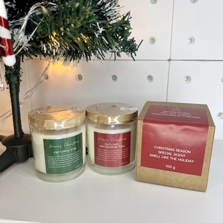 🎄🕯Merry Chistmas Glass Candle 100กรัม แก้ว+ฝาปิด พร้อมกล่อง