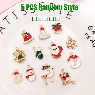 [Christmas Products] จี้โลหะผสมรูปหยดน้ําสําหรับตกแต่งคริสต์มาส 5 ชิ้น