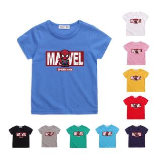 Spider-Man 8 สีเด็กผ้าฝ้ายแขนสั้นเสื้อยืดเดอร์แมนการ์ตูนยอดนิยม **Ready Stock**