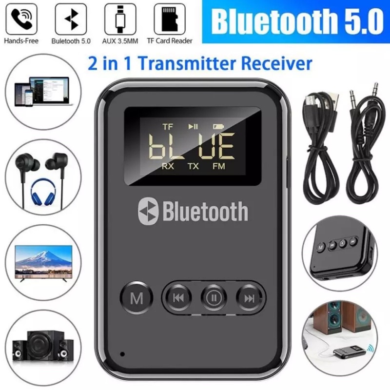 USB Bluetooth 5.0เครื่องส่งสัญญาณ3D สเตอริโอ TF Card RCA 3.5มม.3.5 Aux แจ็คสำหรับ TV PC ลำโพงแบบมีสายหูฟัง