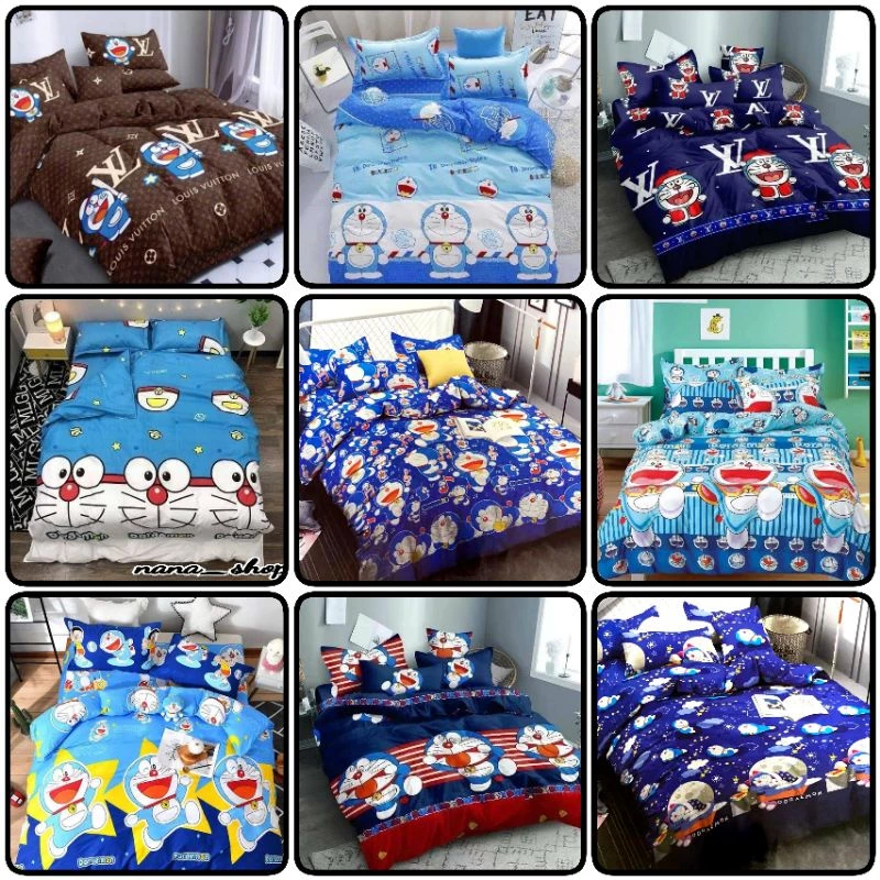 ชุดเครื่องนอน 6 ชิ้น ลายโดเรม่อน ขนาด 3.5 / 5 / 6 ฟุต