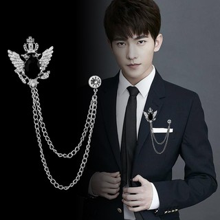 1 ชิ้น ชาย Lapel Pin ป้ายหรูหราพร้อมโซ่เข็มกลัด Pin สำหรับชุดสูททักซิโด้(21-35)