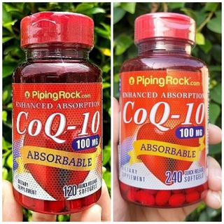 (PipingRock®) Enhanced Absorbable CoQ10 100 mg 120 or 240 Softgels โคคิวเทน Q10 คิวเทน โคเอนไซม์คิวเทน Q-10 Piping Rock