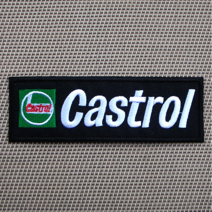อาร์ม ตัวรีด อาร์มติดเสื้อ น้ำมัน ลาย Castrol คาสตรอล น้ำมันหล่อลื่น สำหรับตกแต่งเสื้อผ้า ติดหมวก ติดแมส ติดรองเท้า