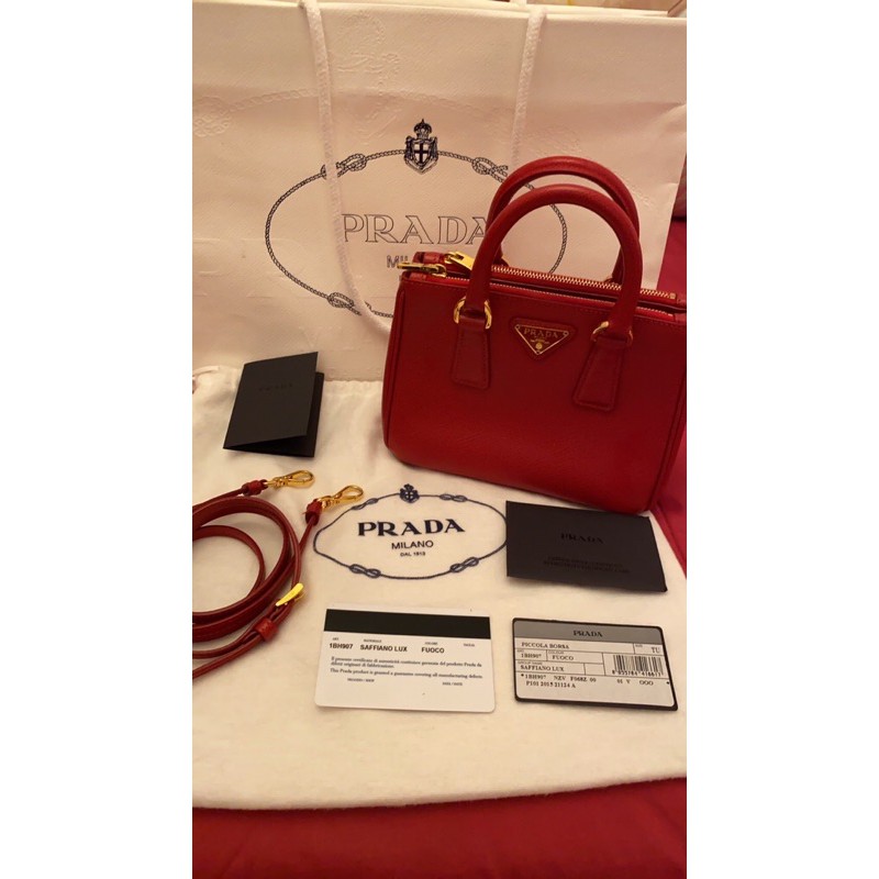 prada mini saffiano double zip