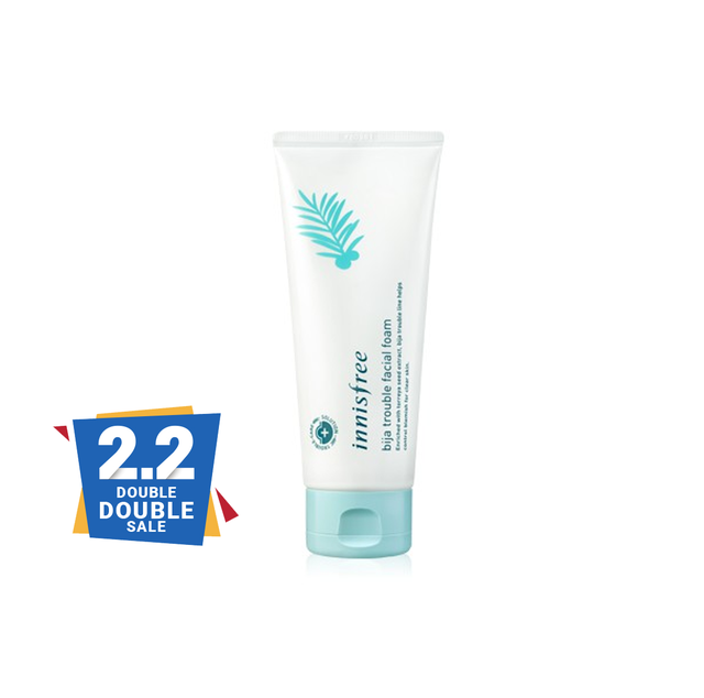 เหม่าะกับผิวผู้ที่มีปัญหาสิว facial Bija innisfree foam trouble ช่วยทำความสะอาดใบหน้า คลีนซิ่งโฟมเนื้อเนียนนุ่ม 150ml