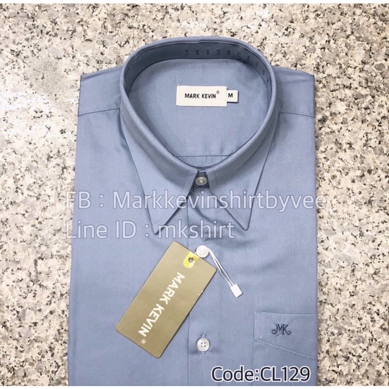 [ครบไซส์]เสื้อเชิ้ตสีเทาอมฟ้า(เฉดสีอ่อน) มีกระดุมปกด้านใน ทั้งแขนสั้นและแขนยาวนะคะ
