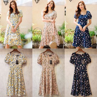 MD010_Maxi Dress คอเหลี่ยมลายดอก (S.M.L.XL)1