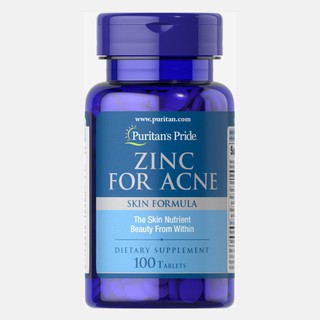 Puritans pride [7v3 Zinc For Acne Skin formula 100 tablets ใหญ่สุดถูกสุดในไทย] ลดสิว ปลูกผม #2580 ซิงค์ผสมวิตามิน A C E