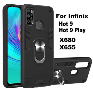 ( Ring )เคสโทรศัพท์ กันกระแทก พร้อมขาตั้งแม่เหล็ก สําหรับ Infinix Hot 9/Infinix Hot9 Play Hot 10 Play 10T 10S NFC X689C X688C X688B X655C X655 X655D X680 X680B