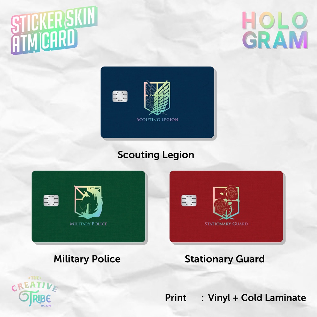 สติ๊กเกอร์สกินการ์ด HOLOGRAM Attack on Titan - Vinyl ATM Debit Credit Emoney Flazz Sticker SNK
