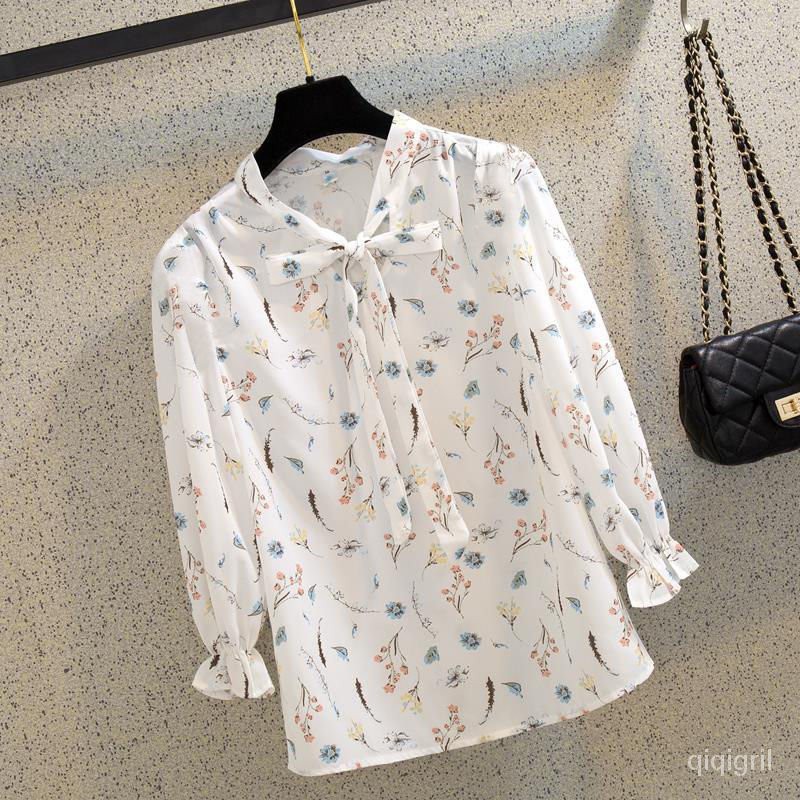 เสื้อชีฟองผู้หญิงแขนยาว หลวม ป่า ต่างประเทศอารมณ์ เล็กๆ แขน