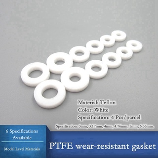 ปะเก็นแหวนรอง PTFE 3 มม. 3.18 มม.(1/8 นิ้ว) 4 มม. 4.76 มม.(3/16 นิ้ว) 5 มม. 6.35 มม.(1/4 นิ้ว) สําหรับเพลาขับเรือบังคับ 4 ชิ้น