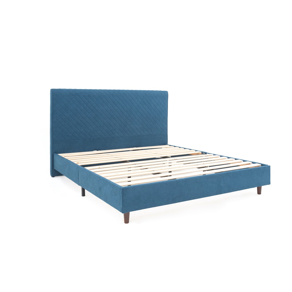 PATEX เตียงไม้ หัวเตียงบุผ้า โมเดิร์นดีไซน์ โครงเตียงระแนงไม้ Slat ระบายอากาศ ขนาด 3.5ฟุต