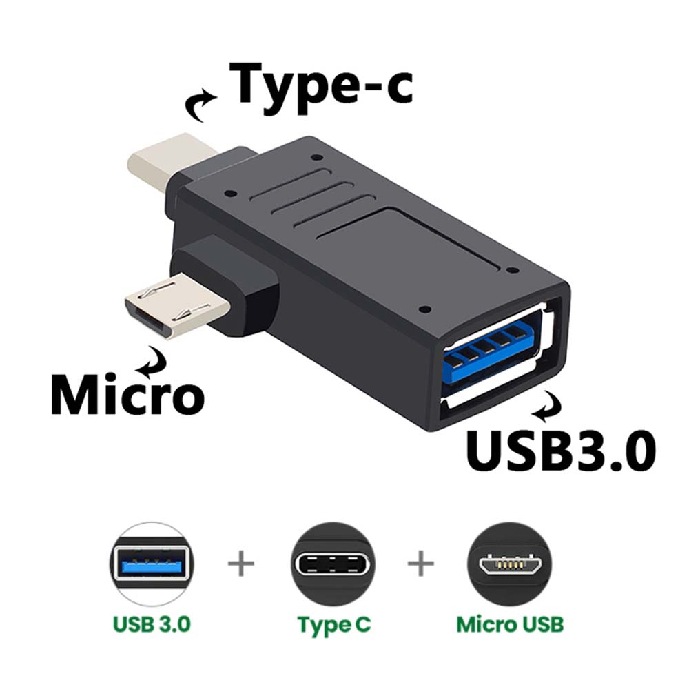 อะแดปเตอร์ OTG 2-in-1 Micro USB และ Type-C ถึง USB 3.0 อะแดปเตอร์สําหรับโทรศัพท์มือถือ/แท็บเล็ต OTG อะแดปเตอร์แปลงสําหรับ Samsung Galaxy S10 Macbook USB C OTG