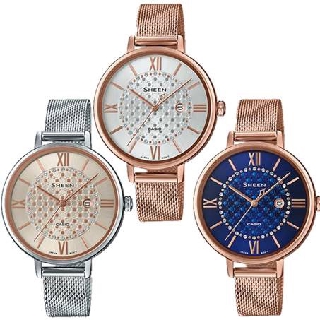 Casio Sheen นาฬิกาข้อมือผู้หญิง สายสเตนเลส รุ่น SHE-4059 SHE-4059PGM-7A  Pinkgold