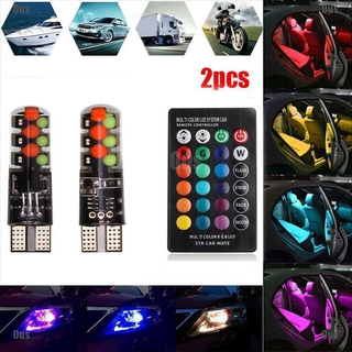 Outstandingu_ 02 T 10 Cob Rgb ไฟ Led 6 Smd หลากสีสันสําหรับติดด้านข้างรถยนต์ 2 ชิ้น