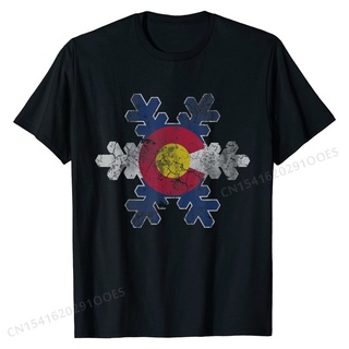 [S-5XL]เสื้อยืด ผ้าฝ้าย พิมพ์ลายธงเกล็ดหิมะ Colorado ราคาถูก สําหรับผู้ชาย