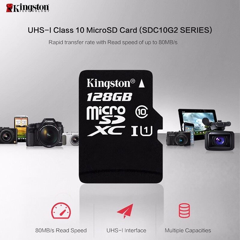 ?? ?COD + พร้อมสต็อก100% เดิมแท้ Kingston SD การ์ด Micro Sd Card Class 10 80เมกะไบต์/วินาที64G/256GB/128GB/512GB TF Card