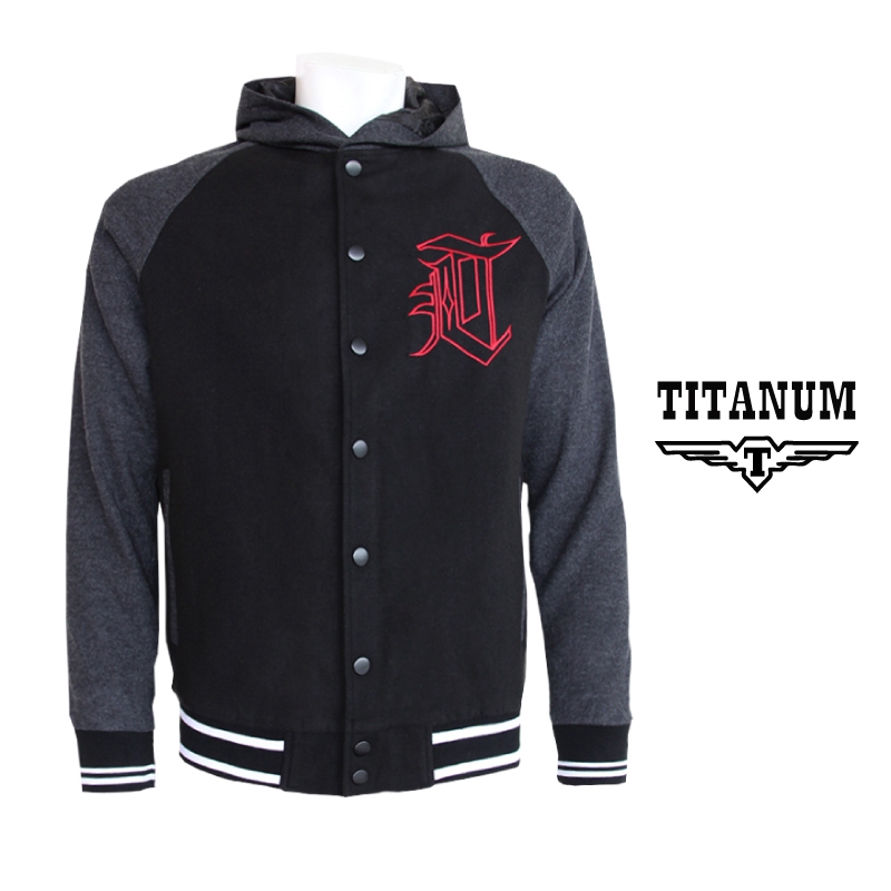TITANIUM TIM7007 ผู้ชาย Hoodie hooded Varsity แจ็คเก็ต jaket เสื้อกันหนาวขนาดใหญ่ Plus ขนาด M ถึง XX