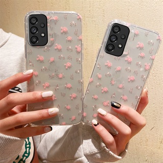 เคสโทรศัพท์ Samsung Galaxy A53 5G/Samsung M33/Samsung A33 5G/Galaxy A73 5G /Galaxy A13 4G/Galaxy A23/Galaxy M23 5G/Galaxy S22 5G/Galaxy S22 Ultra S22+ Phone Casing Lovely Pink Small Broken Flowers Transparent Silicone Cover Phone Soft Case เคส Samsung M53