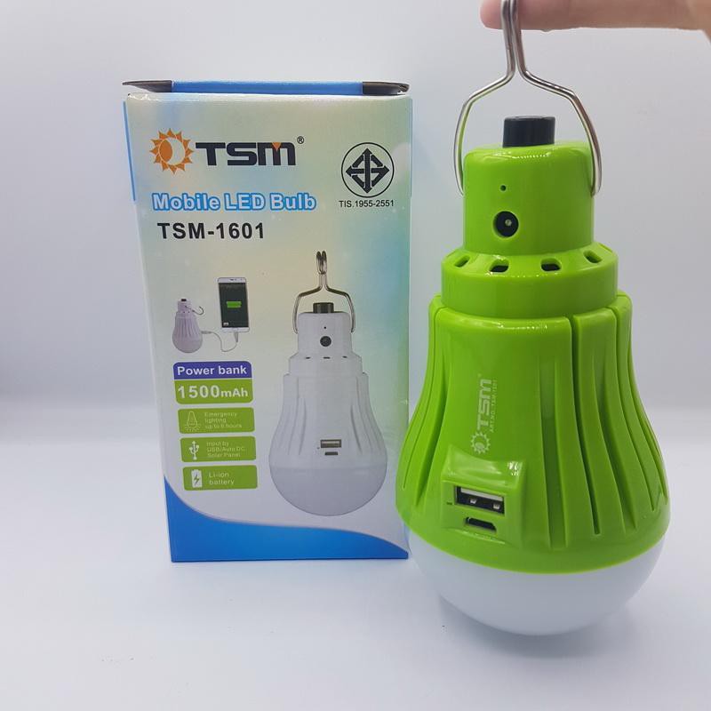 TSM-1601 LED BULB  หลอดไฟ LED E27 16 LED  กันน้ำแสงขาวแบบชาร์จไฟได้พกา พร้อมขาแขวน แบต1500mAh เป็นPo