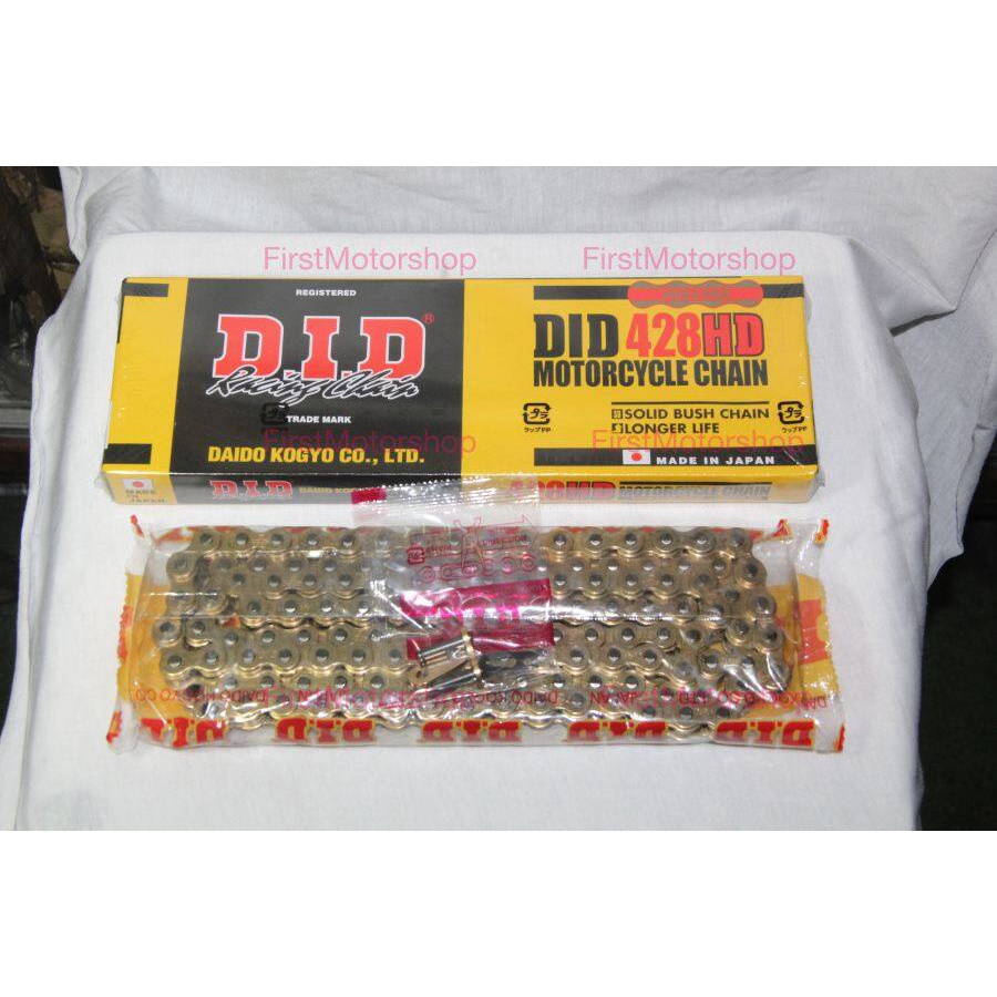 โซ่ DID สีทอง ข้อหนา 428HD 132ข้อ CBR M-Slaz R15 KR150 VR TZR นำเข้าจากญี่ปุ่น พร้อมชุดข้อต่อ Firstm