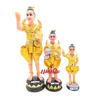 กุมารทอง กุมารเรียกทรัพย์ กุมารเด็กชาย ผมจุก ชุดสีเหลืองทอง สูง 16 นิ้ว