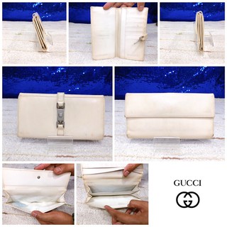 👝: GUCCI Beige Leather Long Wallet แท้💯%