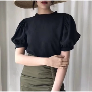 TUM012 TARA SARA เสื้อคอจีน สีดำ แขนพอง เนื้อผ้าซาร่า ผ้าดีมาก งานดี ทรงน่ารักมาก จะใส่เที่ยว ใส่ทำงาน ได้หมด
