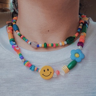 สร้อยคอหน้ายิ้ม โชคเกอร์ยิ้ม ลูกปัดหน้ายิ้ม smile necklace