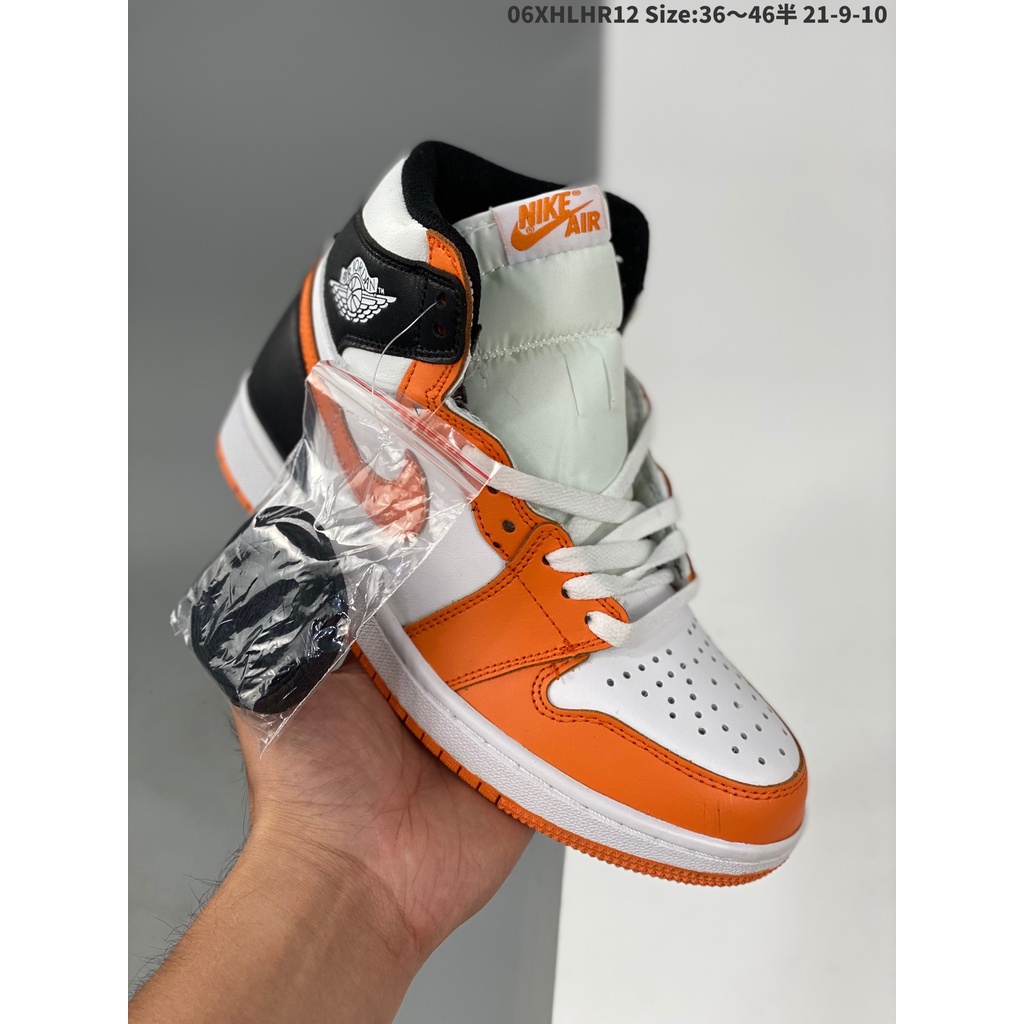[สูง] Nike Air Jordan 1 AJ1 Mid SE "White/Orange" Casual High Top Sneakers