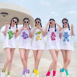 เสื้อยืดแขนสั้น พิมพ์ลายการ์ตูน Care Bears น่ารัก สําหรับผู้หญิง