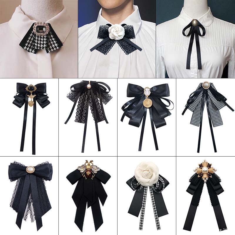 37 รูปแบบญี่ปุ่น JK Bow Tie Vintage Bow Pearl เข็มกลัดลูกไม้ Pearl Tie Corsage Pin สไตล์วิทยาลัย Neckline ตกแต่ง