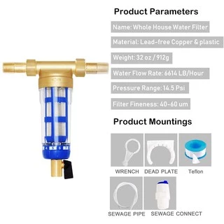 กรองน้ำ Pre-Filter Water ไส้กรองสแตนเลส 1/2นิ้ว พร้อมอุปกรณ์ ระบบกรองน้ำ ไม่ใช้ไฟฟ้า ในครัว C37