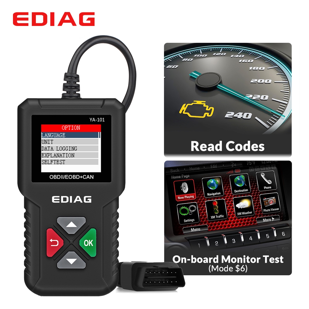 EDIAG YA101 OBDII/EOBD รหัส Reader OBD 2 เครื่องมือวินิจฉัย YA-101 Update ฟรีออนไลน์ PK CR3001 ELM32