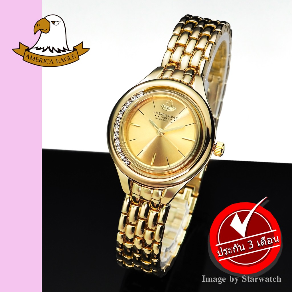AMERICA EAGLE นาฬิกาข้อมือผู้หญิง สายสแตนเลส รุ่น AE101L - Gold/Gold