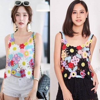 เสื้อไหมพรม ถักดอกสีสันสนใส  ตัวนี้งานสวย แจ่มมากกก งานตามนางแบบใส่เป๊ะ