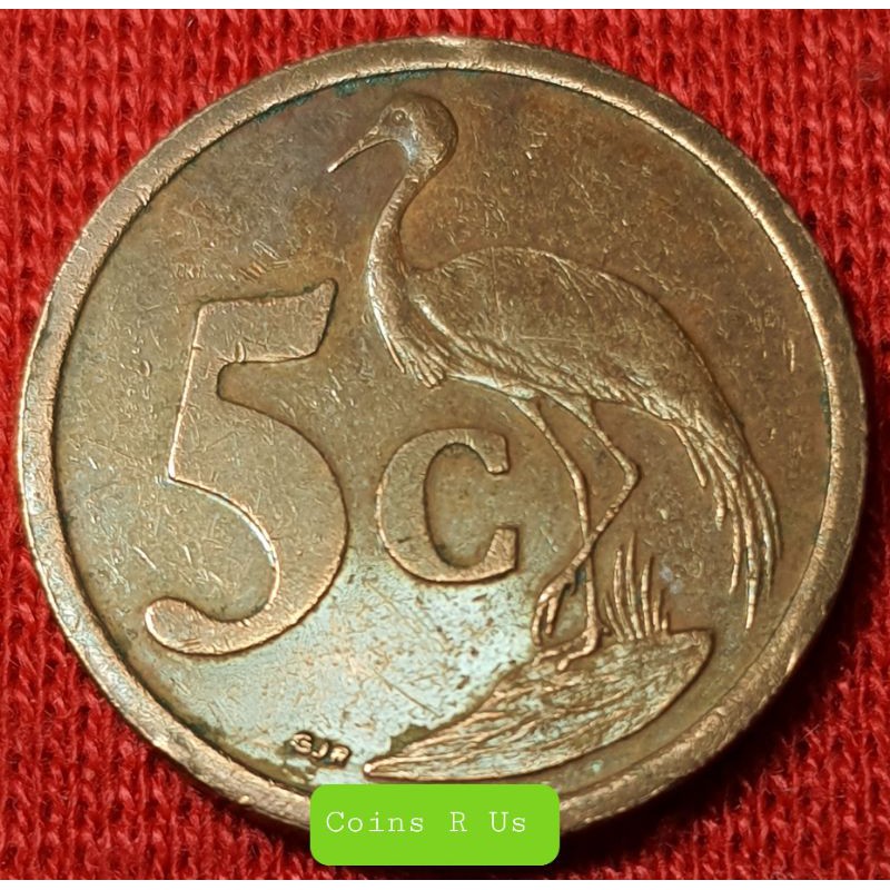 เหรียญต่างประเทศ แอฟริกาใต้ ชนิด 5cents คละ ปี ค.ศ. ขนาด 21 มม. นกหันข้างสวยผ่านใช้สวย ตามภาพ น่าสะส