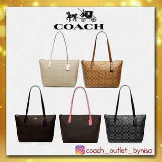 Coach Zip Top Tote In Signature Canvas