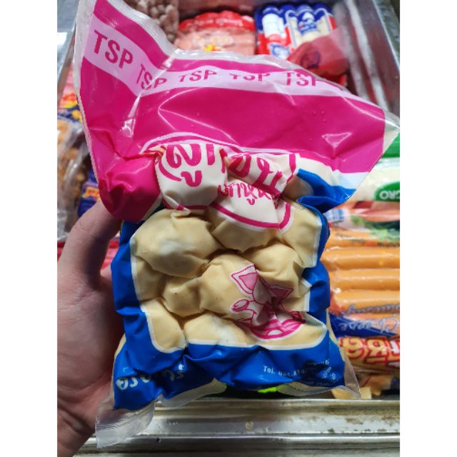 ลูกชิ้นเต้าหู้หมู ยี่ห้อ TSP น้ำหนัก 500 กรัม