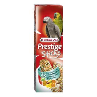 Prestige Stick Parrots Fruit เพรสทีจสติ๊ก ขนมสำหรับนกแก้ว สูตรผลไม้หายาก (140g), Versele Laga