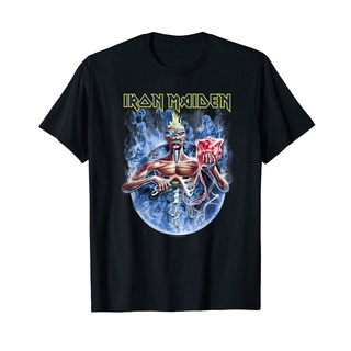 เสื้อยืดลําลอง ผ้าฝ้าย 100% แขนสั้น คอกลม พิมพ์ลาย Iron Maiden band 7th Son Duo ทรงหลวม ขนาดใหญ่ สีดํา สําหรับผู้ชาย ของขวัญวันเกิด IM2