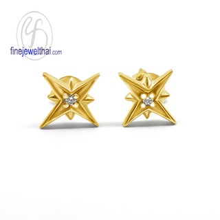 Finejewelthai ต่างหูเพชร-ต่างหูเงิน-เงินแท้ 925-ออกแบบพิเศษ-Silver-Design-Diamond CZ-Earring - E1078cz-g