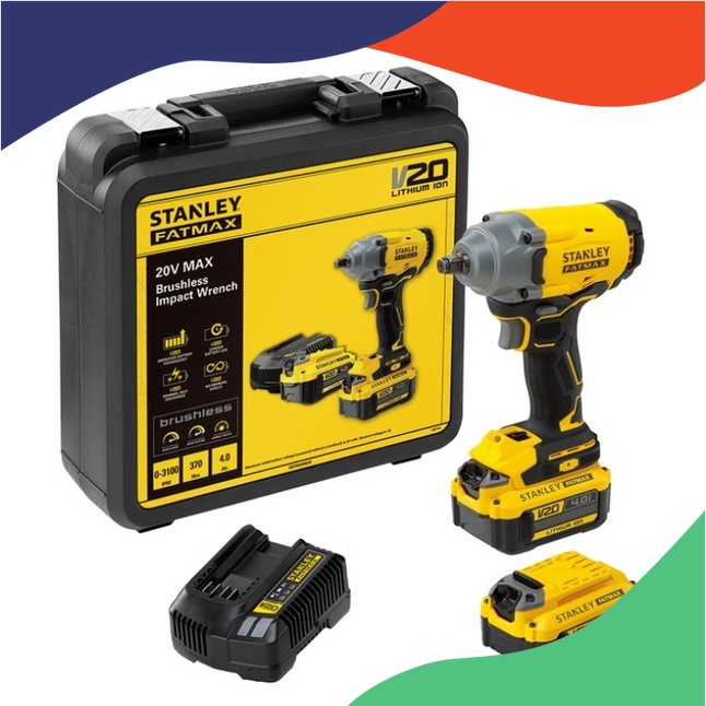 KT SBW920M2K-B1 Stanley  บล็อกกระแทกไร้สาย ไร้แปรงถ่าน 20 โวลท์ พร้อมแบตเตอรี่ 4.0Ah รับประกันศูนย์ 