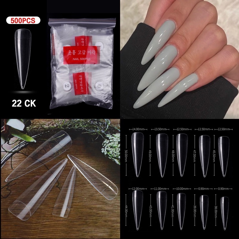 เล็บ pvc ทรงขัดใจแม่รหัส “29ck”-29nt”แพค 500ชิ้น  สีใส/ขุ่น No.0-9 🔥พร้อมส่ง