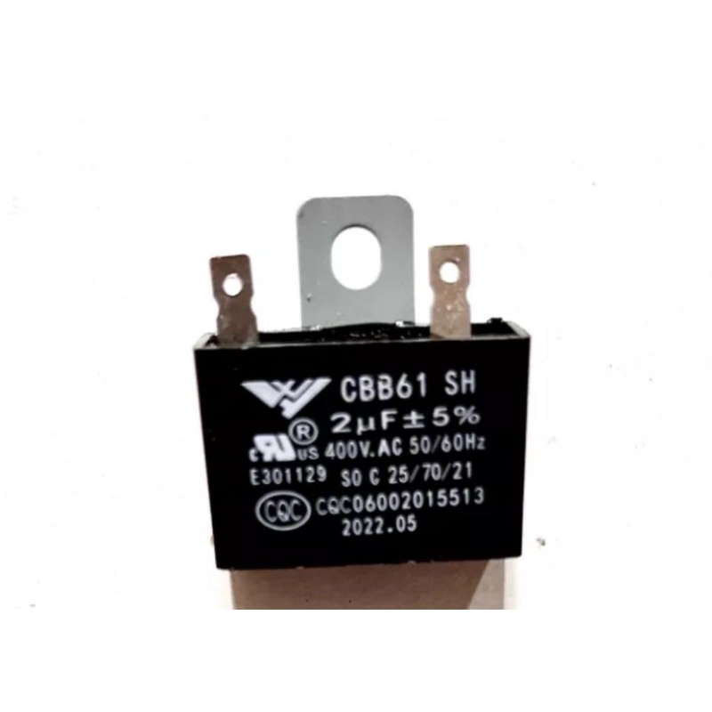 คาปาซิเตอร์ พัดลมฮาตาริ 2uf/400v.รุ่นขาเสียบแบน 1ตัว แคปพัดลมhatari 14นิ้ว-18นิ้ว capacitorพัดลม cap