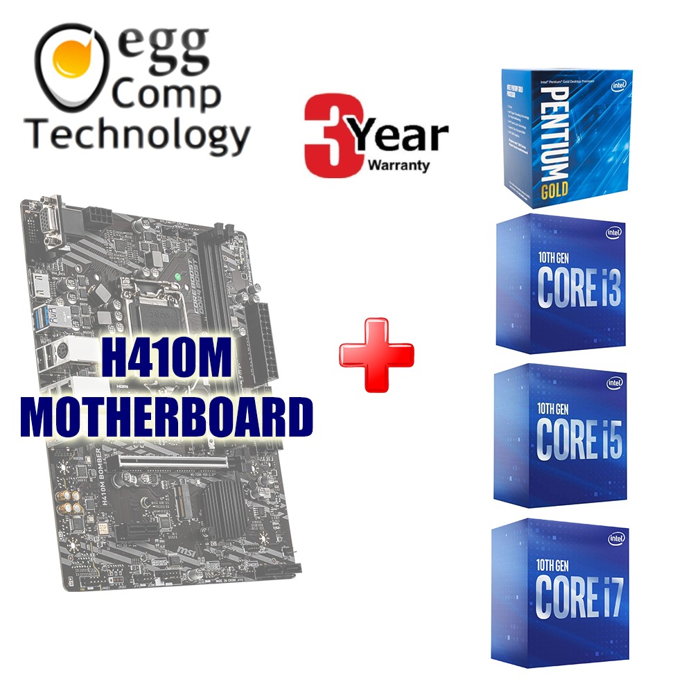 P.W.P. Intel Core G6400/  I3 10100F / i5 10400F/ I7 10700F  Processor + H410M Motherboard