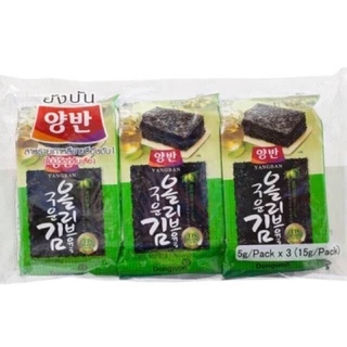 Exp.7/26 ยังบัน สาหร่ายเกาหลี 1 แพค 3 ห่อ สาหร่ายทะเลปรุงรส อร่อมาก