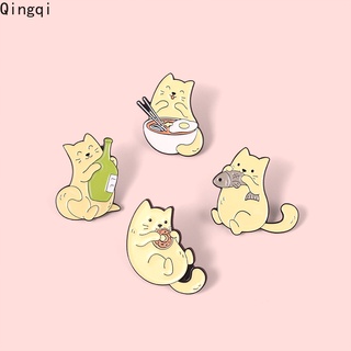 Cat Fish Brooch Pins Cat Eating Food Donuts Noodle Badge Cute Cat Brooch Accessories Animal Cat Lover Gifts